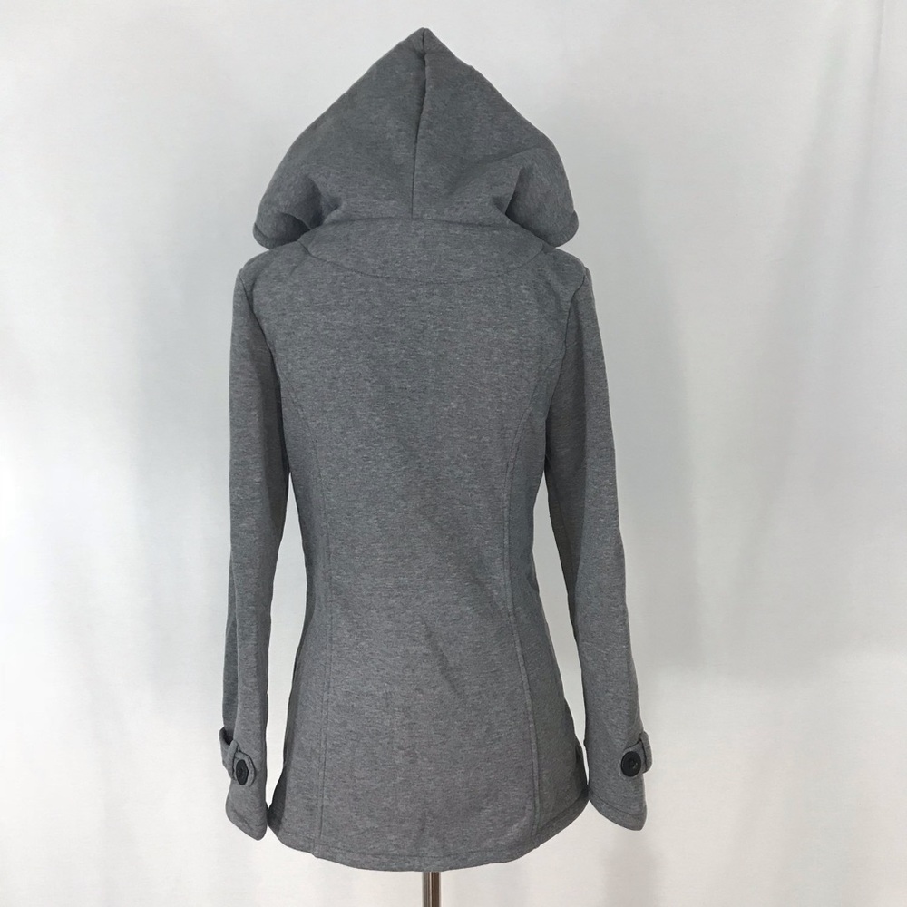 Gray Hooded Duffle Coat with Pockets - Picture 7 of 8